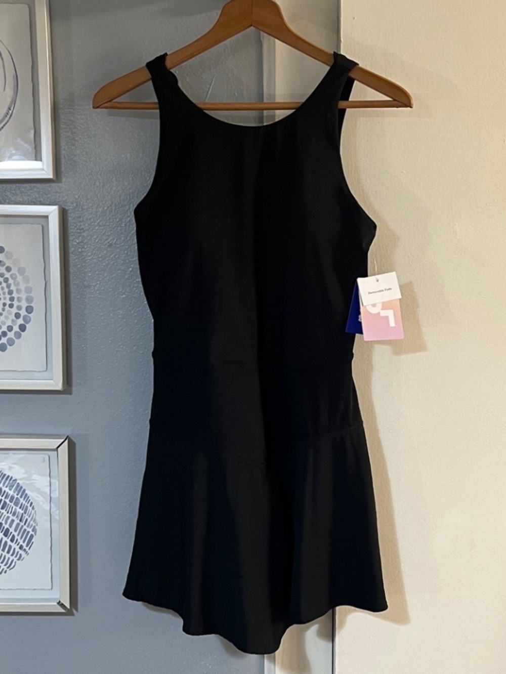 JoyLab Women's Scallop Detail Black Moisture Wicking Active Dress Size M NWT
